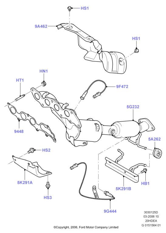 Выпускной коллектор, 2.0L Duratec 16V