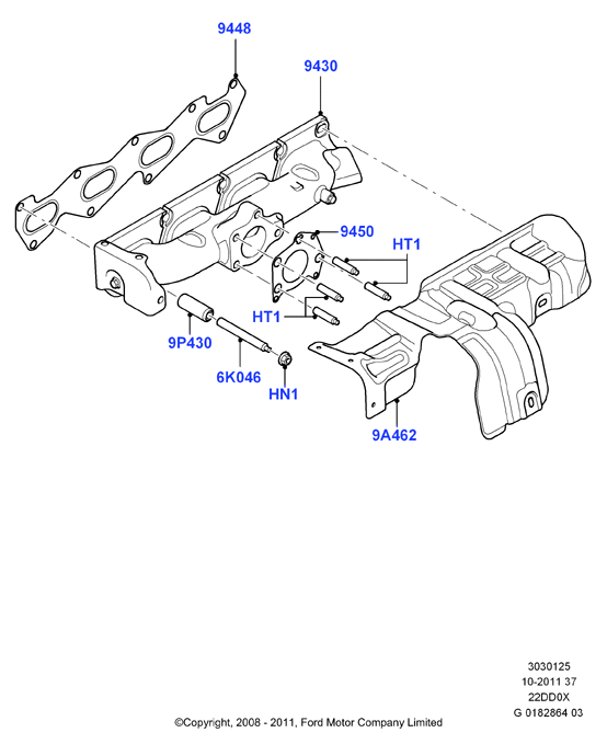 Выпускной коллектор, 2.2L Duratorq Engine