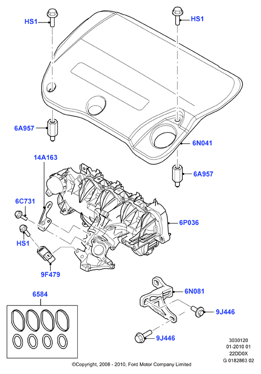 Впускной коллектор, 2.2L Duratorq Engine