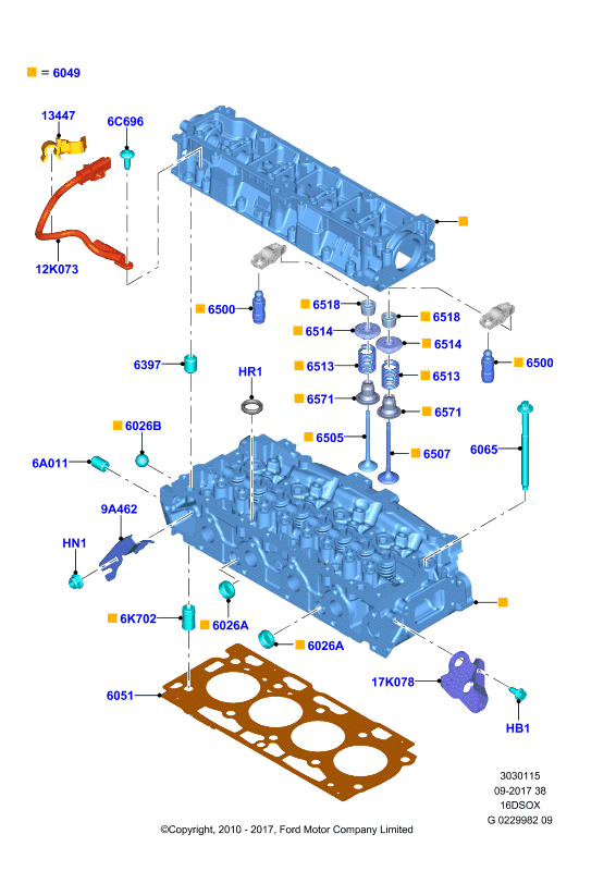 Головка цилиндров, 1.6 SOHC Diesel