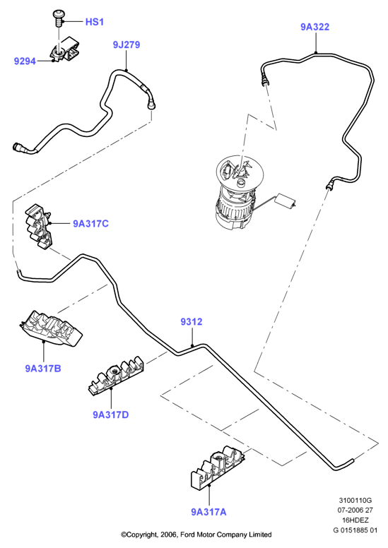 Топливные магистрали, Zetec 1.6 DOHC EFI