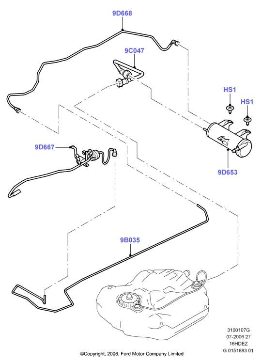 Система улавливания паров топлива, Zetec 1.6 DOHC EFI