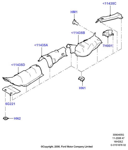 Теплозащитные экраны сист.выпуска, Zetec 1.6 DOHC EFI