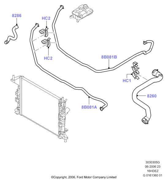 Трубопр.и шланги сист.охлажд., Zetec 1.6 DOHC EFI