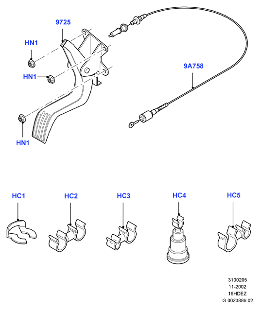 Орг.упр.акселератором/ТНВД, Zetec 1.6 DOHC EFI