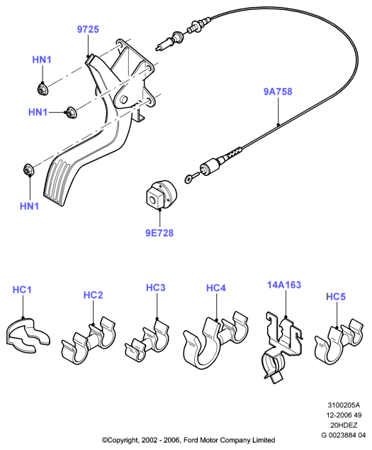 Орг.упр.акселератором/ТНВД, 20L 16V DOHC EFI Zetec E