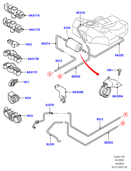 Топливные магистрали, 1.6 Zetec Rocam