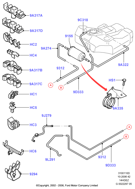 Топливные магистрали, Zetec 1.4 DOHC EFI