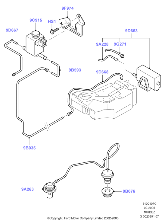 Система улавливания паров топлива, Zetec 1.6 DOHC EFI