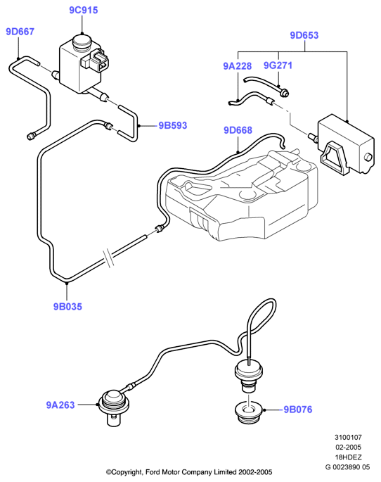Система улавливания паров топлива, 18L 16V DOHC EFI Zetec E