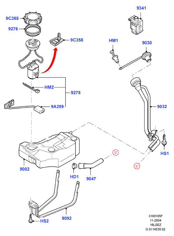 Топл. бак и сопутствующие эле., 1.6 Zetec Rocam