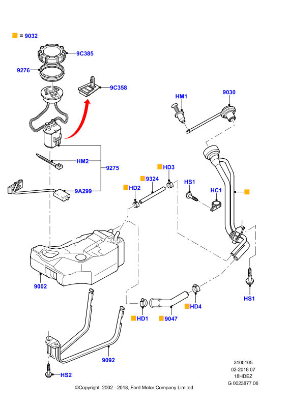 Топл. бак и сопутствующие эле., 18L 16V DOHC EFI Zetec E