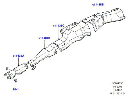 Теплозащитные экраны сист.выпуска, 1.6 Zetec Rocam
