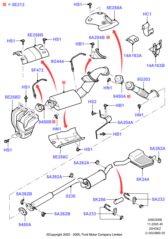 Система выпуска, 20L 16V DOHC EFI Zetec E
