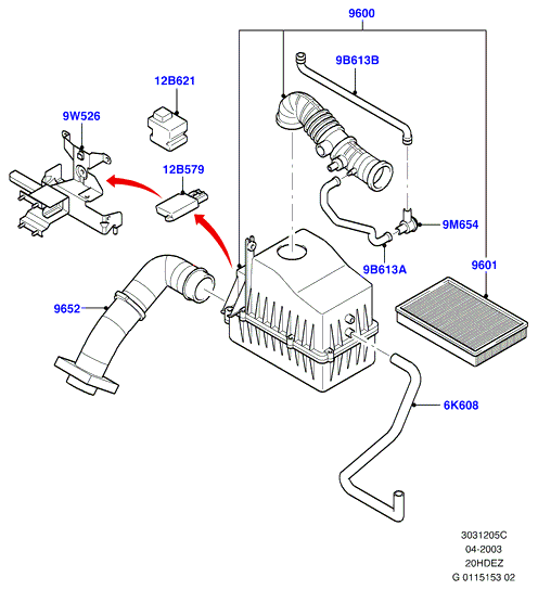 Воздушный фильтр, 20L 16V DOHC EFI Zetec E