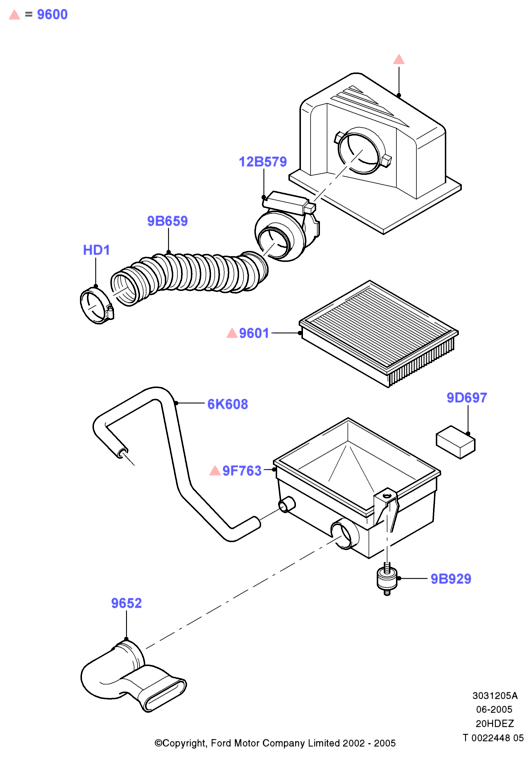 Воздушный фильтр, 20L 16V DOHC EFI Zetec E