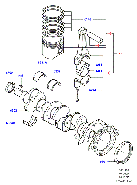 Коленчатый вал/поршни и подшипники, 20L 16V DOHC EFI Zetec E