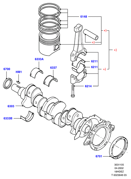 Коленчатый вал/поршни и подшипники, 18L 16V DOHC EFI Zetec E