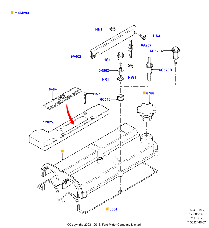 Крышка головки цилиндров, 20L 16V DOHC EFI Zetec E