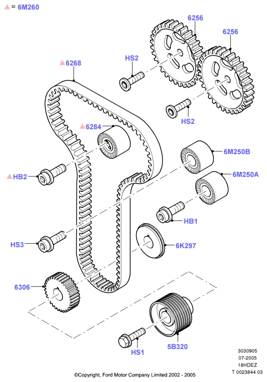 Газораспределительный механизм, 18L 16V DOHC EFI Zetec E