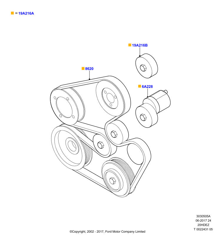 Шкивы и приводные ремни, 20L 16V DOHC EFI Zetec E