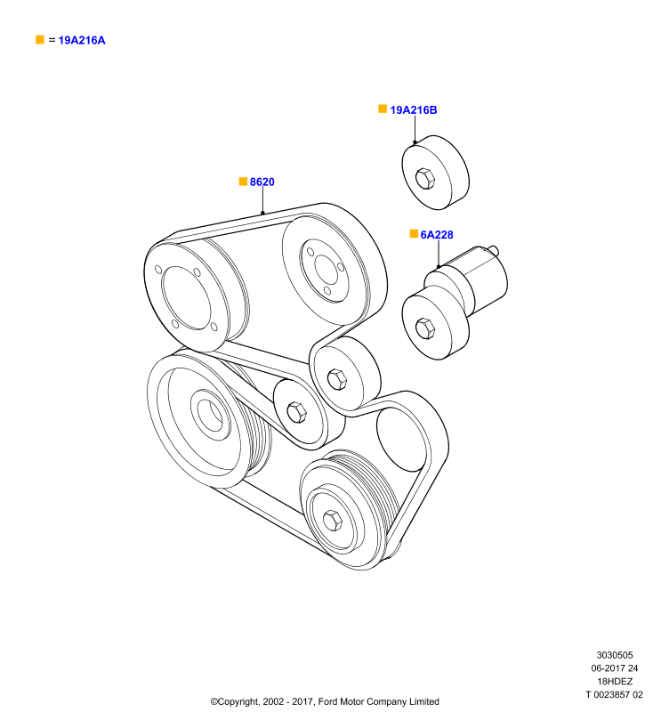 Шкивы и приводные ремни, 18L 16V DOHC EFI Zetec E