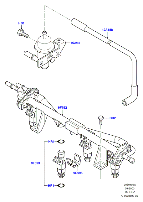 Топливные форсунки и трубопроводы, 20L 16V DOHC EFI Zetec E