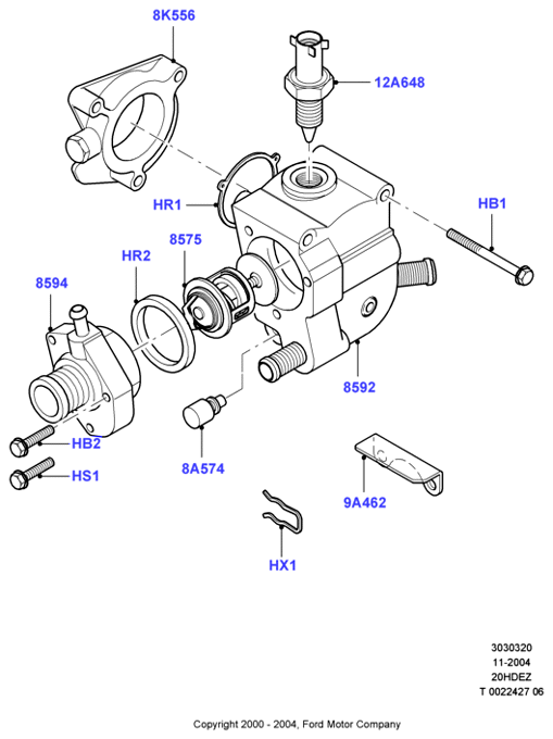 Термостат/корпус и сопут.эл-ты, 20L 16V DOHC EFI Zetec E