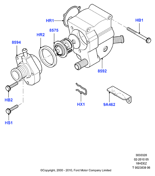 Термостат/корпус и сопут.эл-ты, 18L 16V DOHC EFI Zetec E