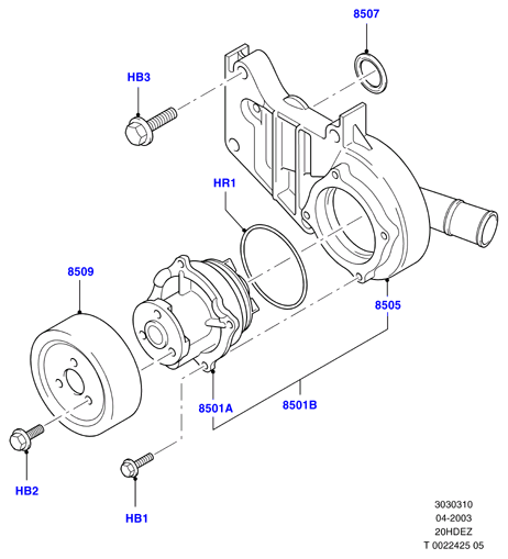 Насос охлаждающей жидкости, 20L 16V DOHC EFI Zetec E
