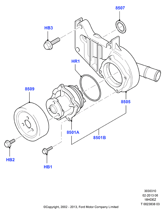 Насос охлаждающей жидкости, 18L 16V DOHC EFI Zetec E