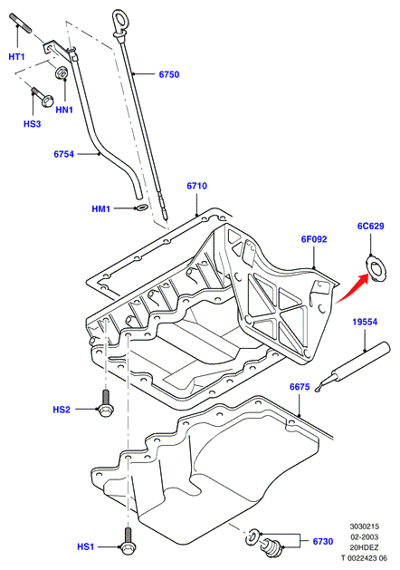 Масл. картер/указат. уровня масла, 20L 16V DOHC EFI Zetec E