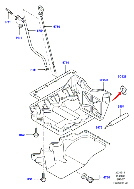 Масл. картер/указат. уровня масла, 18L 16V DOHC EFI Zetec E