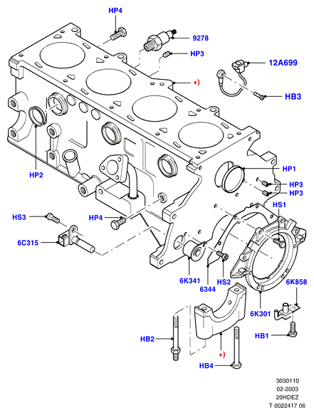 Блок цилиндров и заглушки, 20L 16V DOHC EFI Zetec E