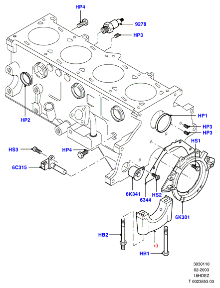 Блок цилиндров и заглушки, 18L 16V DOHC EFI Zetec E