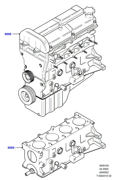 Сервисн.двиг.и неукомпл.блок цил., 20L 16V DOHC EFI Zetec E