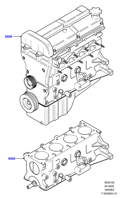 Сервисн.двиг.и неукомпл.блок цил., 18L 16V DOHC EFI Zetec E