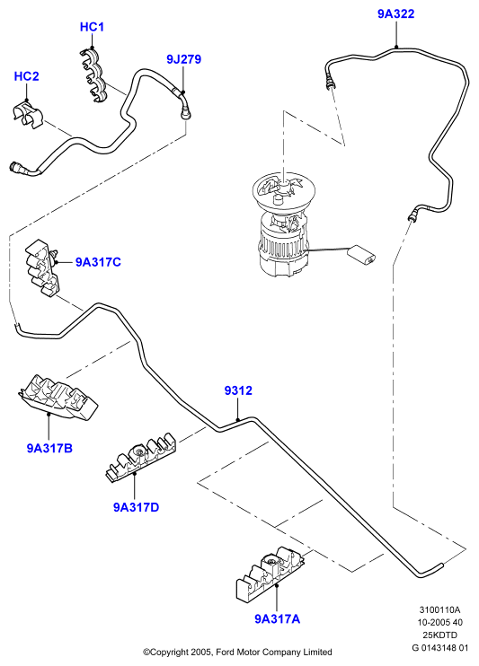 Топливные магистрали, 2.5L Duratec VCT Turbo