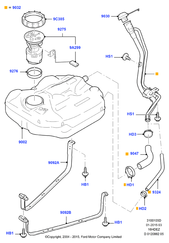 Топл. бак и сопутствующие эле., Zetec 1.6 DOHC EFI