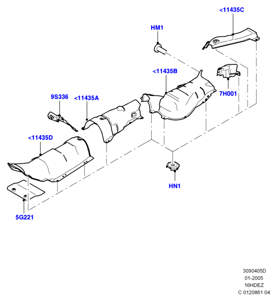 Теплозащитные экраны сист.выпуска, Zetec 1.6 DOHC EFI