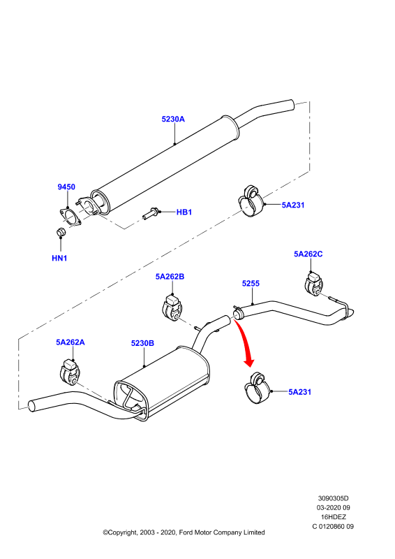 Система выпуска, Zetec 1.6 DOHC EFI