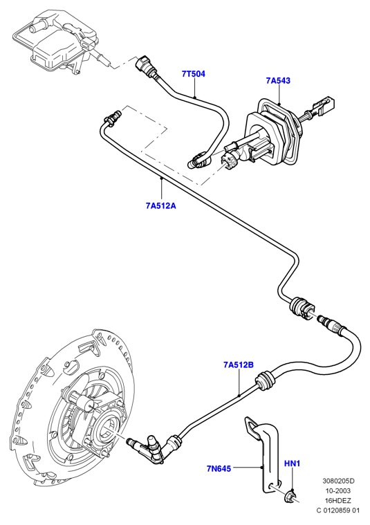 Главный и рабочий цилиндры сцеплен., Zetec 1.6 DOHC EFI