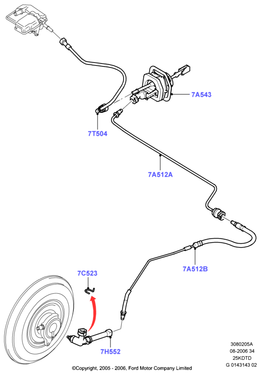 Главный и рабочий цилиндры сцеплен., 2.5L Duratec VCT Turbo