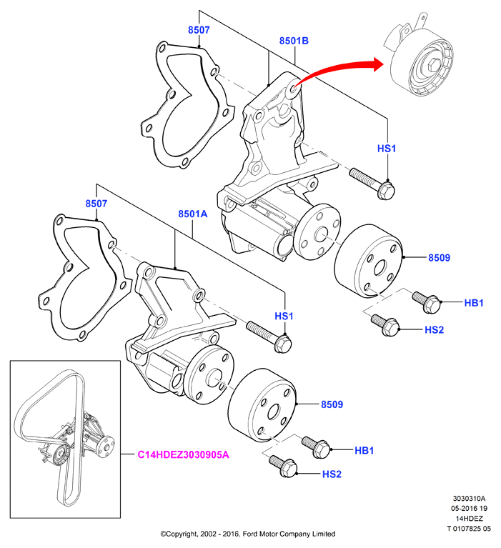 Насос охлаждающей жидкости, Zetec 1.4 DOHC EFI