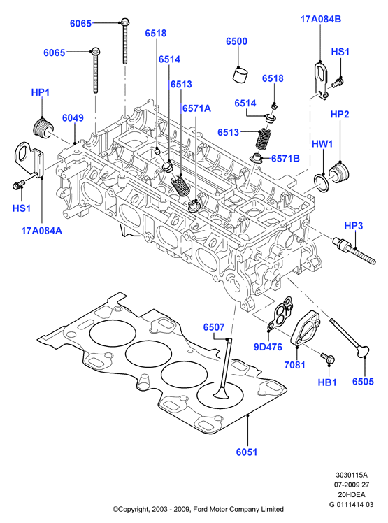 Головка цилиндров, 2.0L Duratec 16V