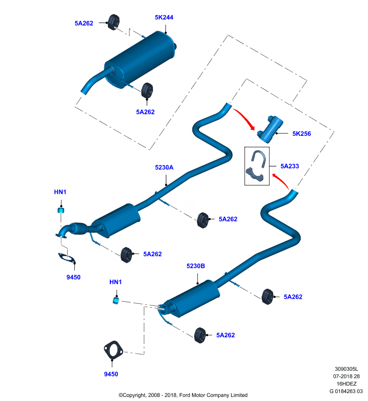 Система выпуска, Zetec 1.6 DOHC EFI