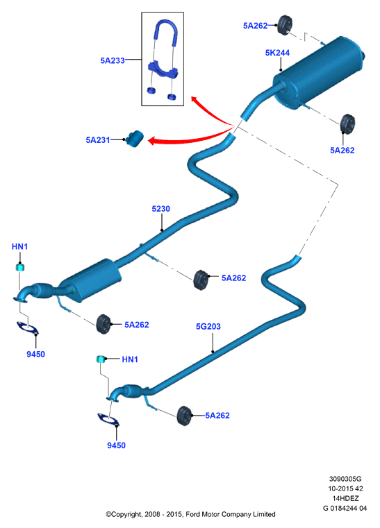 Система выпуска, Zetec 1.4 DOHC EFI