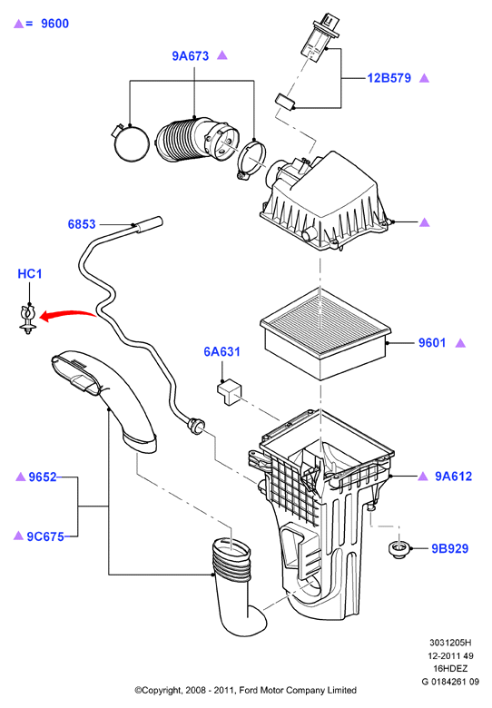 Воздушный фильтр, Zetec 1.6 DOHC EFI