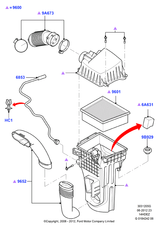 Воздушный фильтр, Zetec 1.4 DOHC EFI