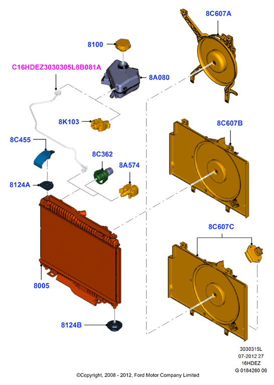 Радиатор/расшр.бачок для охл.жидк., Zetec 1.6 DOHC EFI